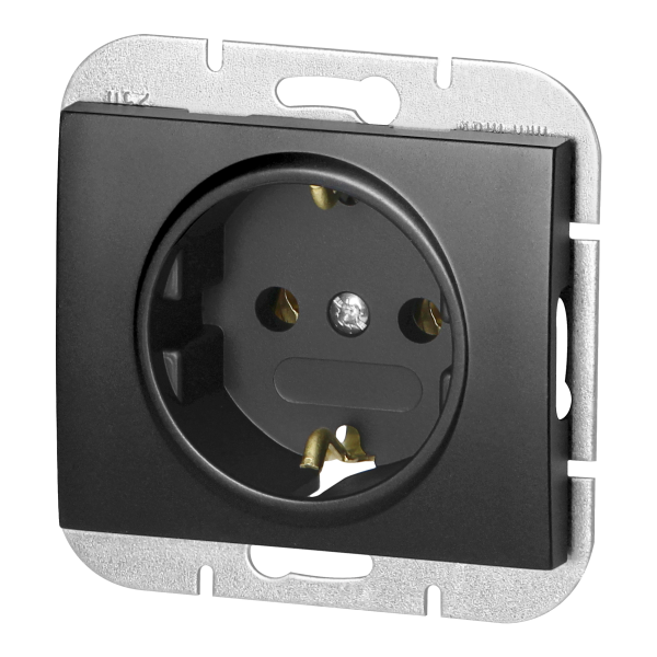 Gniazdo pojedyncze p/t 2P+Z Schuko Onyx, 16A, 250V, PT-17O, czarny
