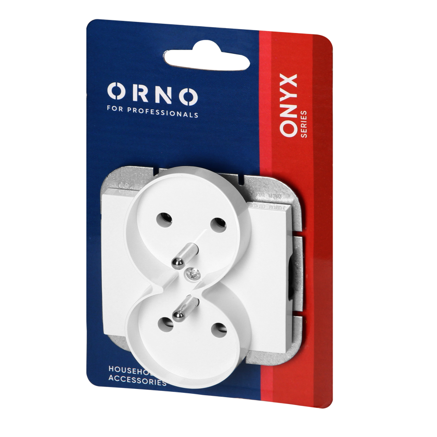 Flush-mounted double socket 2x2P+E Onyx, 16A, 250V, PT-6OR, white