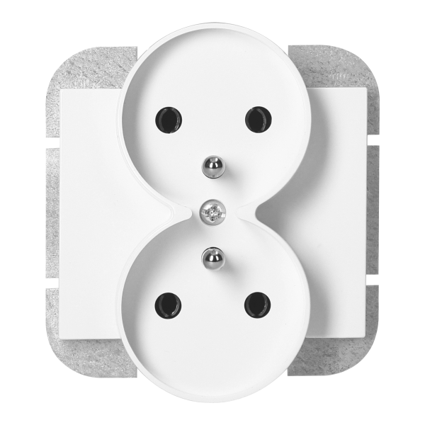 Flush-mounted double socket 2x2P+E Onyx, 16A, 250V, PT-6OR, white