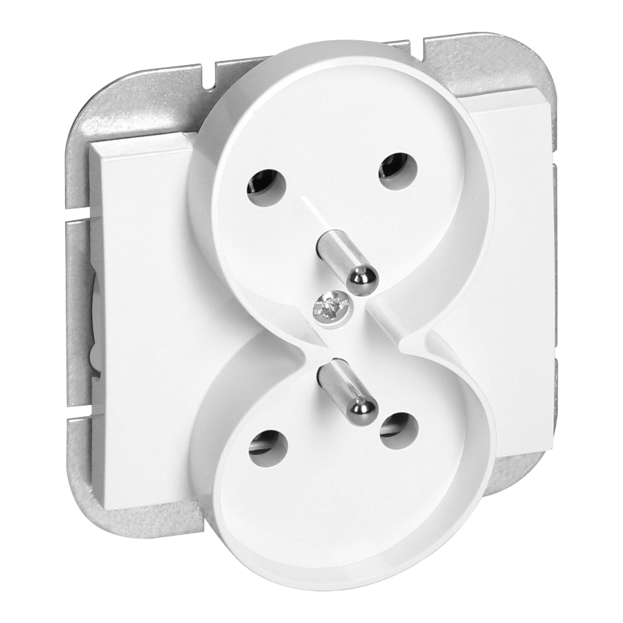 Flush-mounted double socket 2x2P+E Onyx, 16A, 250V, PT-6OR, white