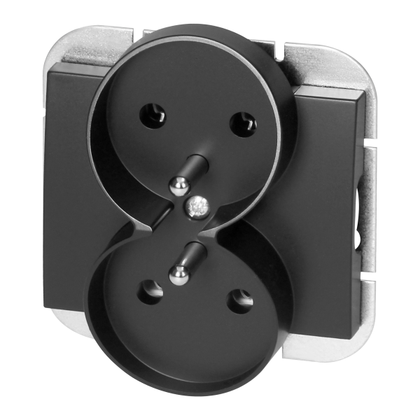 Gniazdo podwójne p/t 2x2P+Z Onyx, 16A, 250V, PT-6OR, czarny