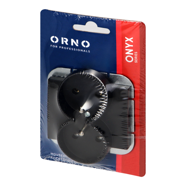 Flush-mounted double socket 2x2P+E Onyx, 16A, 250V, PT-6OR, black