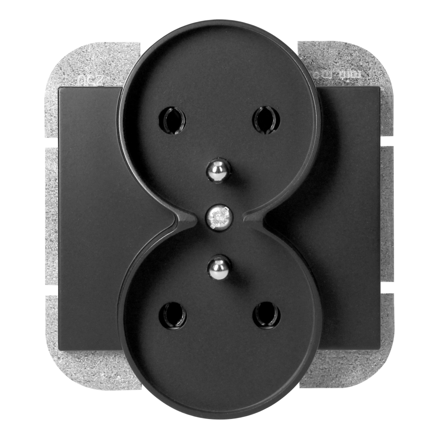 Gniazdo podwójne p/t 2x2P+Z Onyx, 16A, 250V, PT-6OR, czarny