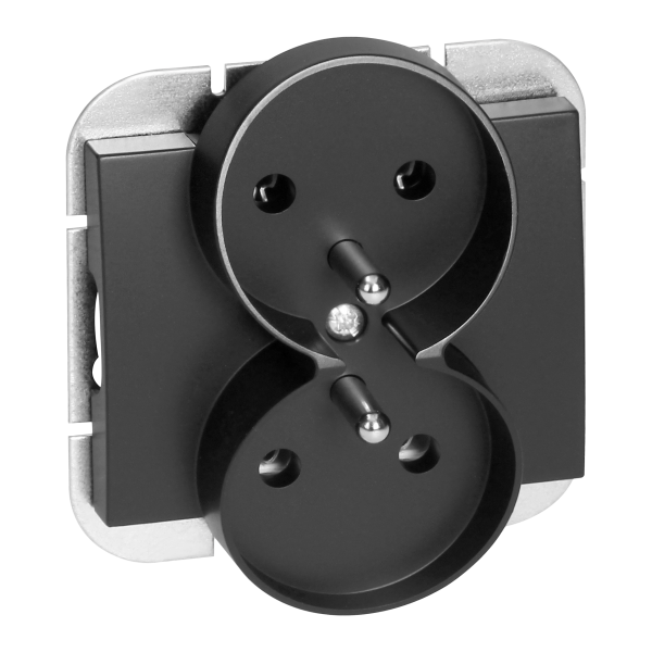 Gniazdo podwójne p/t 2x2P+Z Onyx, 16A, 250V, PT-6OR, czarny