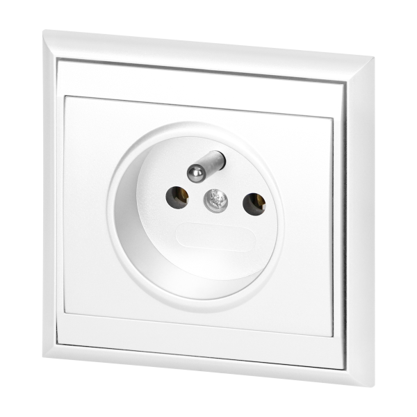 Flush-mounted single socket 2P+E Luna, 16A, 250V, PT-16L, white