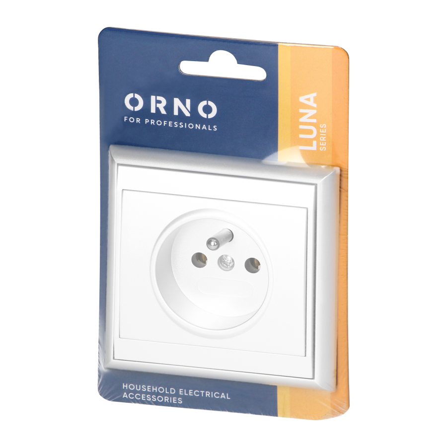 Flush-mounted single socket 2P+E Luna, 16A, 250V, PT-16L, white