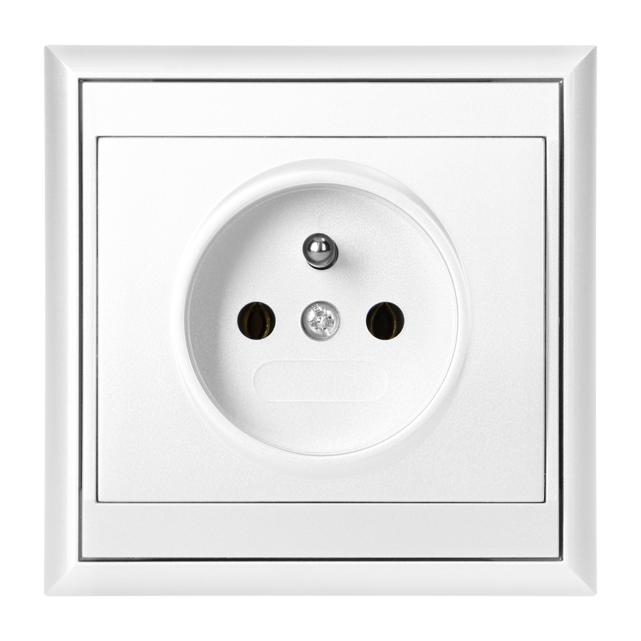 Flush-mounted single socket 2P+E Luna, 16A, 250V, PT-16L, white
