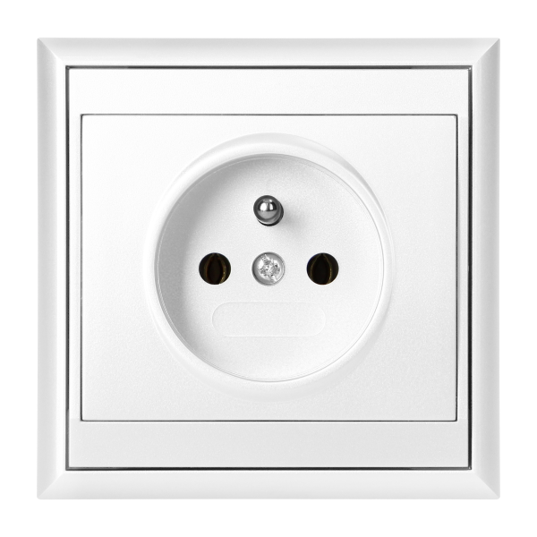 Flush-mounted single socket 2P+E Luna, 16A, 250V, PT-16L, white