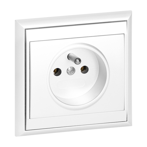 Flush-mounted single socket 2P+E Luna, 16A, 250V, PT-16L, white