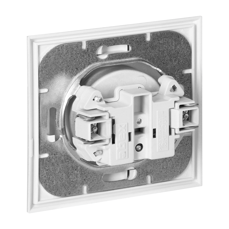 Flush-mounted single socket 2P+E Luna, 16A, 250V, PT-16L, white