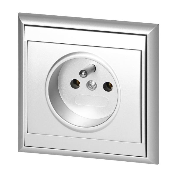 Gniazdo pojedyncze p/t 2P+Z Luna, 16A, 250V, PT-16L, srebrny