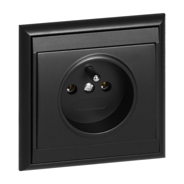 Flush-mounted single socket 2P+E Luna, 16A, 250V, PT-16L, black