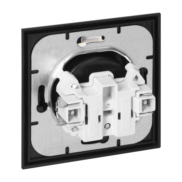 Flush-mounted single socket 2P+E Luna, 16A, 250V, PT-16L, black/gold