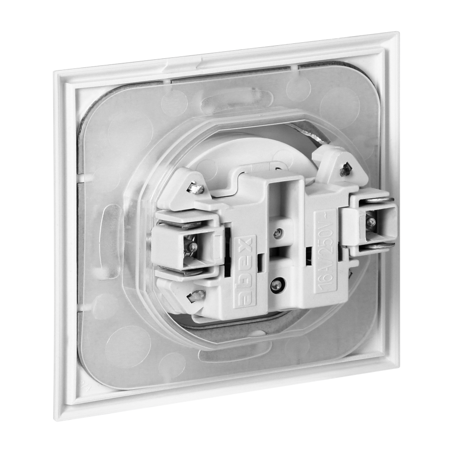 Flush-mounted single socket 2P+E, weather proof with cover Luna, 16A, 250V, PT-16LH, white