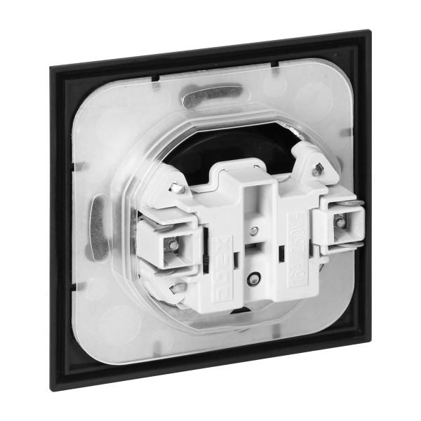 Flush-mounted single socket 2P+E, weather proof with cover Luna, 16A, 250V, PT-16LH, black