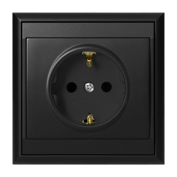 Flush-mounted single socket 2P+E, Schuko Luna, 16A, 250V, PT-17L, black
