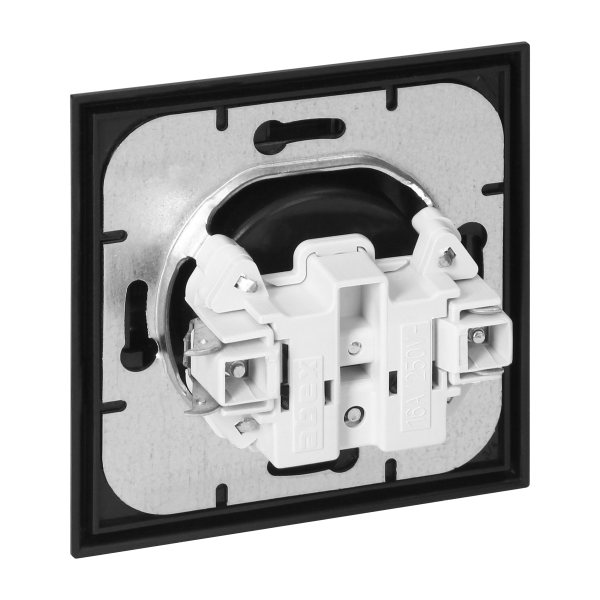 Flush-mounted single socket 2P+E, Schuko Luna, 16A, 250V, PT-17L, black