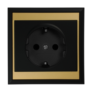 Flush-mounted single socket 2P+E, Schuko Luna, 16A, 250V, PT-17L, black/gold
