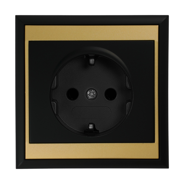 Flush-mounted single socket 2P+E, Schuko Luna, 16A, 250V, PT-17L, black/gold