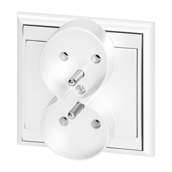 Flush-mounted double socket 2x2P+E Luna, 16A, 250V, PT-6LR, white