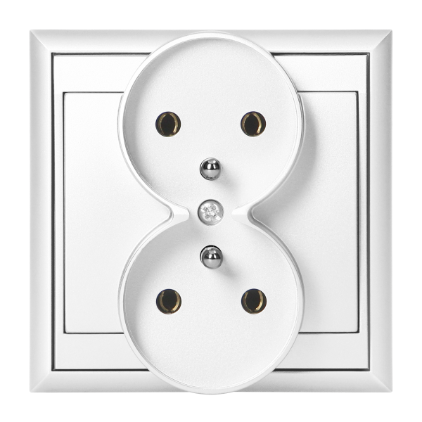 Flush-mounted double socket 2x2P+E Luna, 16A, 250V, PT-6LR, white