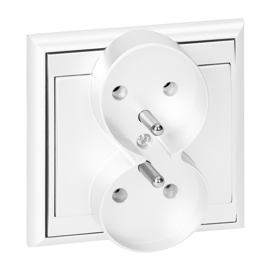 Flush-mounted double socket 2x2P+E Luna, 16A, 250V, PT-6LR, white