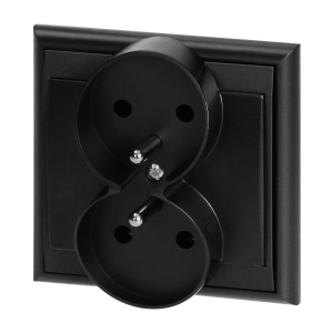 Flush-mounted double socket 2x2P+E Luna, 16A, 250V, PT-6LR, black