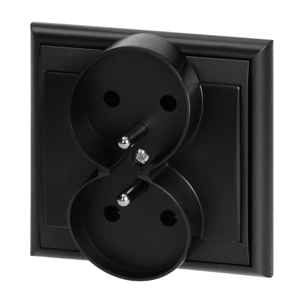 Flush-mounted double socket 2x2P+E Luna, 16A, 250V, PT-6LR, black