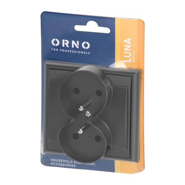 Flush-mounted double socket 2x2P+E Luna, 16A, 250V, PT-6LR, black