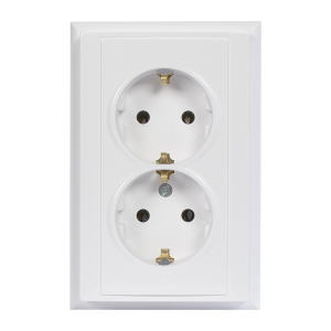 Flush-mounted double socket 2x2P+E, Schuko Luna, 16A, 250V, PT-7L, white