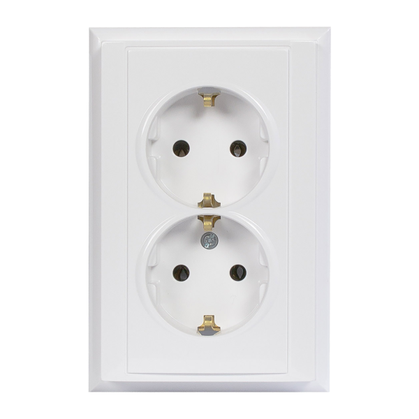 Gniazdo podwójne p/t 2x2P+Z, Schuko Luna, 16A, 250V, PT-7L, biały