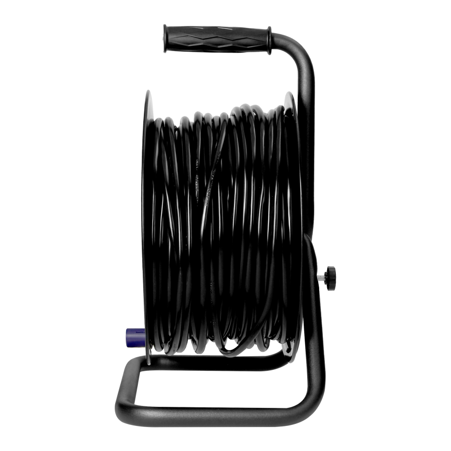 Cable reel, 4x 2P+E sockets, PVC, H05VV-F 3x1.5mm² - 50m, fixed sockets, anti-twist system, overload protection