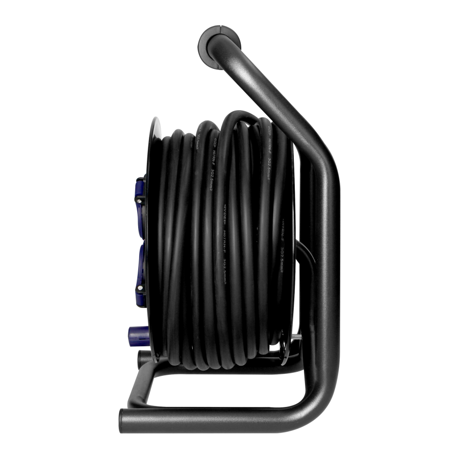 Cable reel, rubber cord, IP44, H07RN-F 3x2.5mm² - 20m, 4 fixed sockets