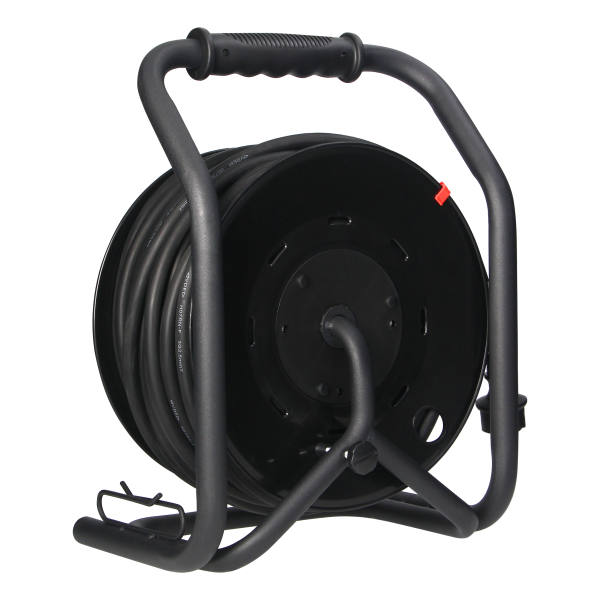 Cable reel, rubber cord, IP44, H07RN-F 3x2.5mm² - 40m, 4 x 2P+E (schuko) fixed sockets