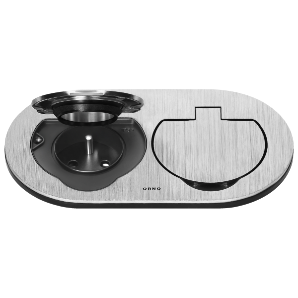 Hermetic double socket, oval, IP55,silver