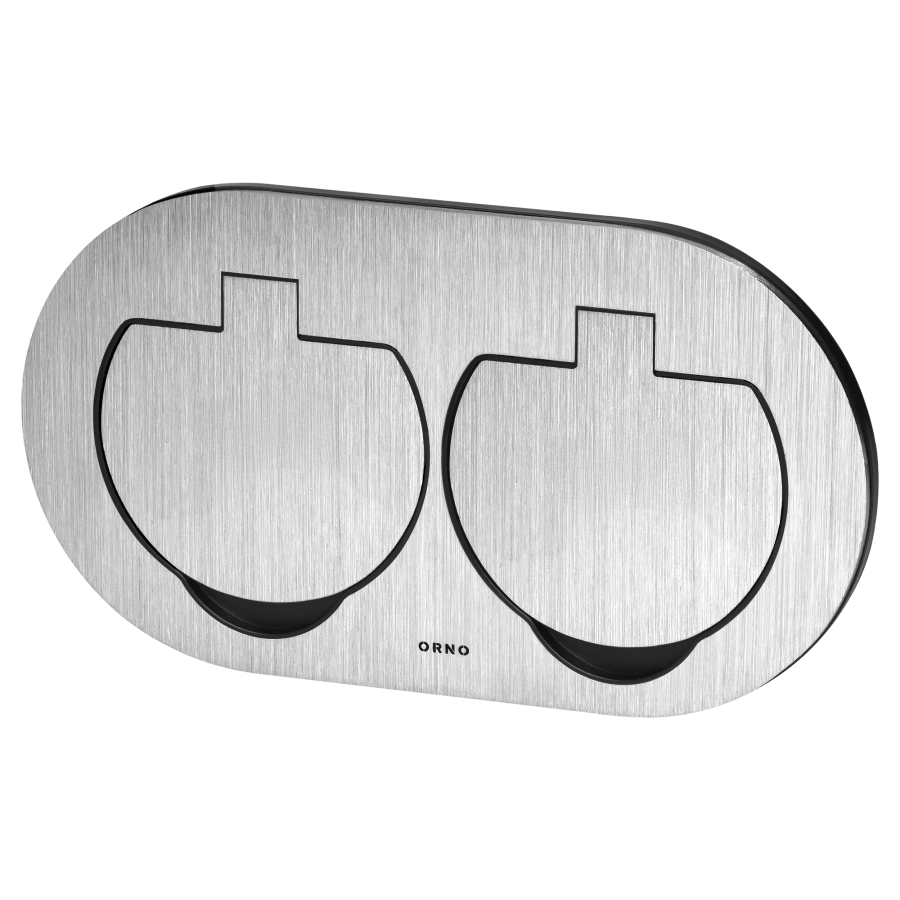 Hermetic double socket, oval, IP55,silver