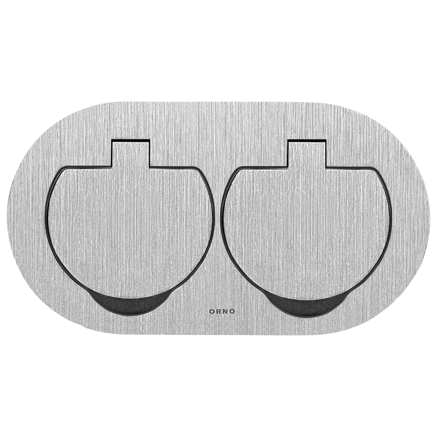Hermetic double socket, oval, IP55,silver