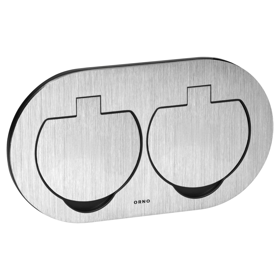 Hermetic double socket, oval, IP55,silver