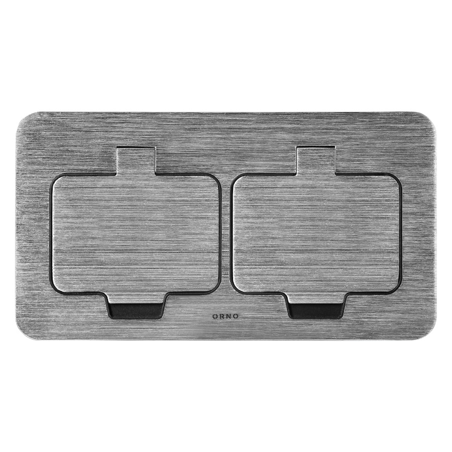 Hermetic double socket, rectangular, IP55, silver