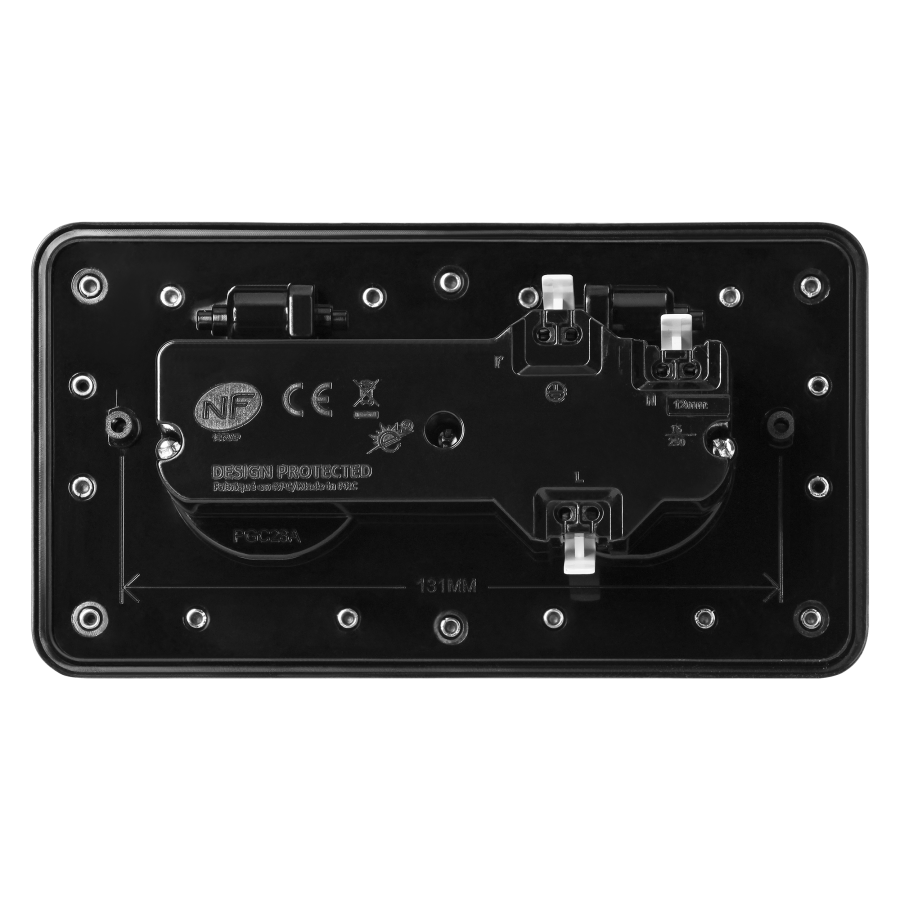 Hermetic double socket, rectangular, IP55, silver