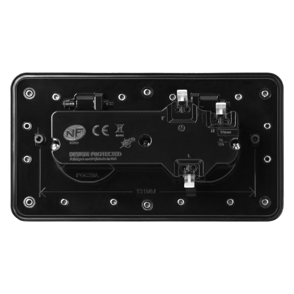 Hermetic double socket, rectangular, IP55, silver
