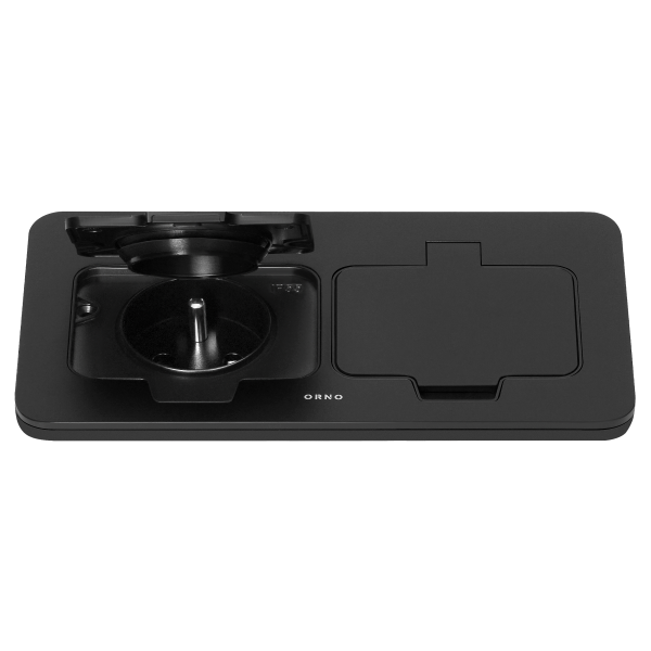 Hermetic double socket, rectangular, IP55, black