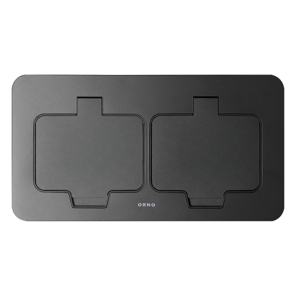Hermetic double socket, rectangular, IP55, black