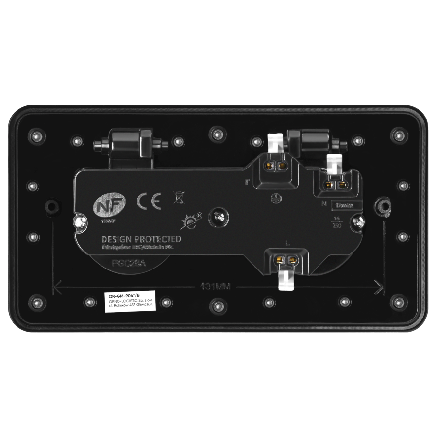 Hermetic double socket, rectangular, IP55, black