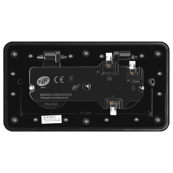 Hermetic double socket, rectangular, IP55, black