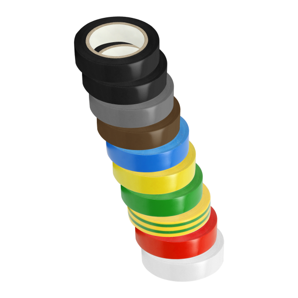 Insulation tape set, flame-retardant, mix of colors 15mm wide, 0.13mm thick, 10m long, 10pcs