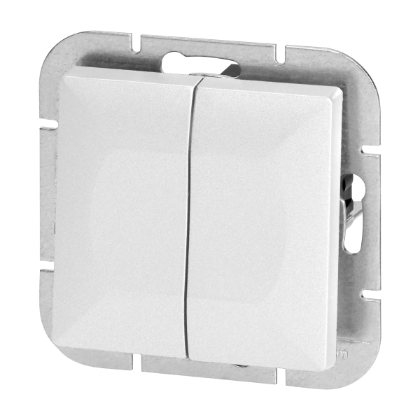 Flush-mounted two-button switch Pearl, 10A, 250V, WP-2P, white