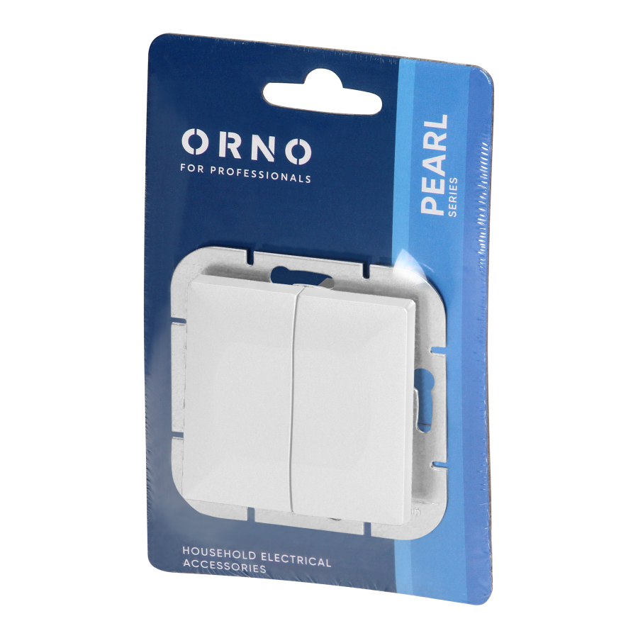 Flush-mounted two-button switch Pearl, 10A, 250V, WP-2P, white