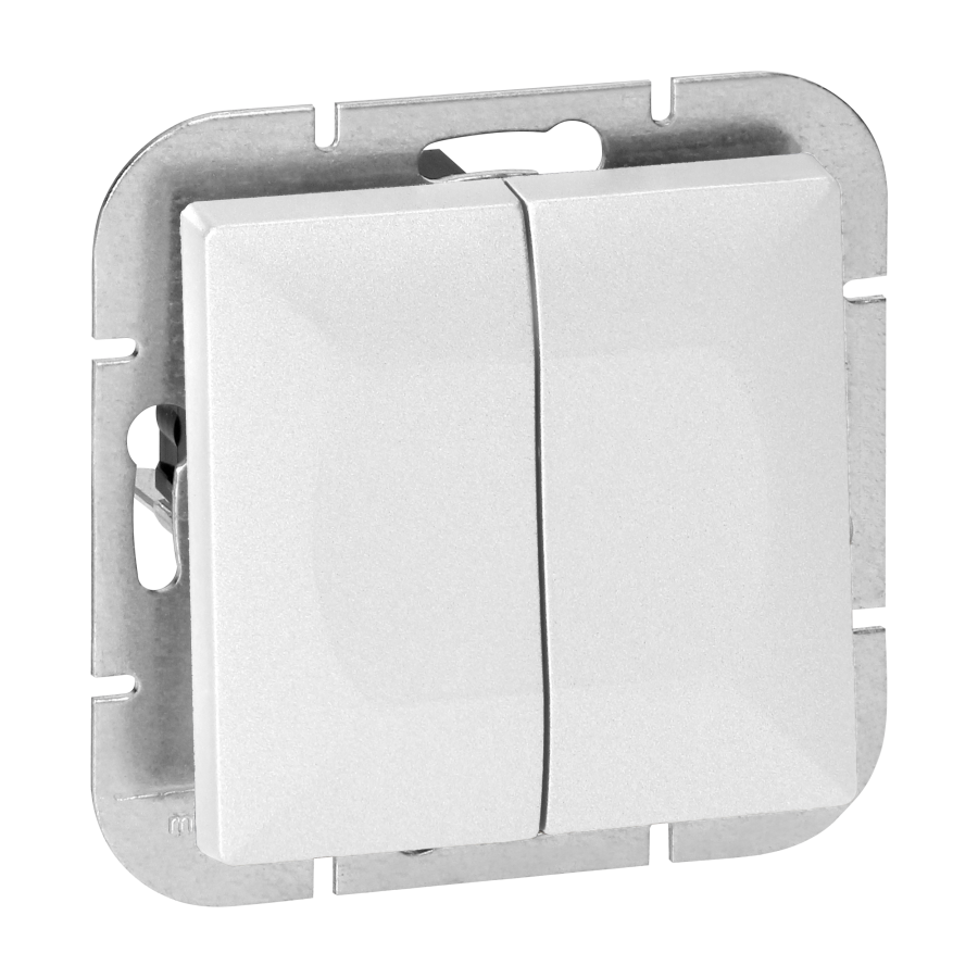 Flush-mounted two-button switch with illumination Pearl, 10A, 250V, WP-2P/S, white