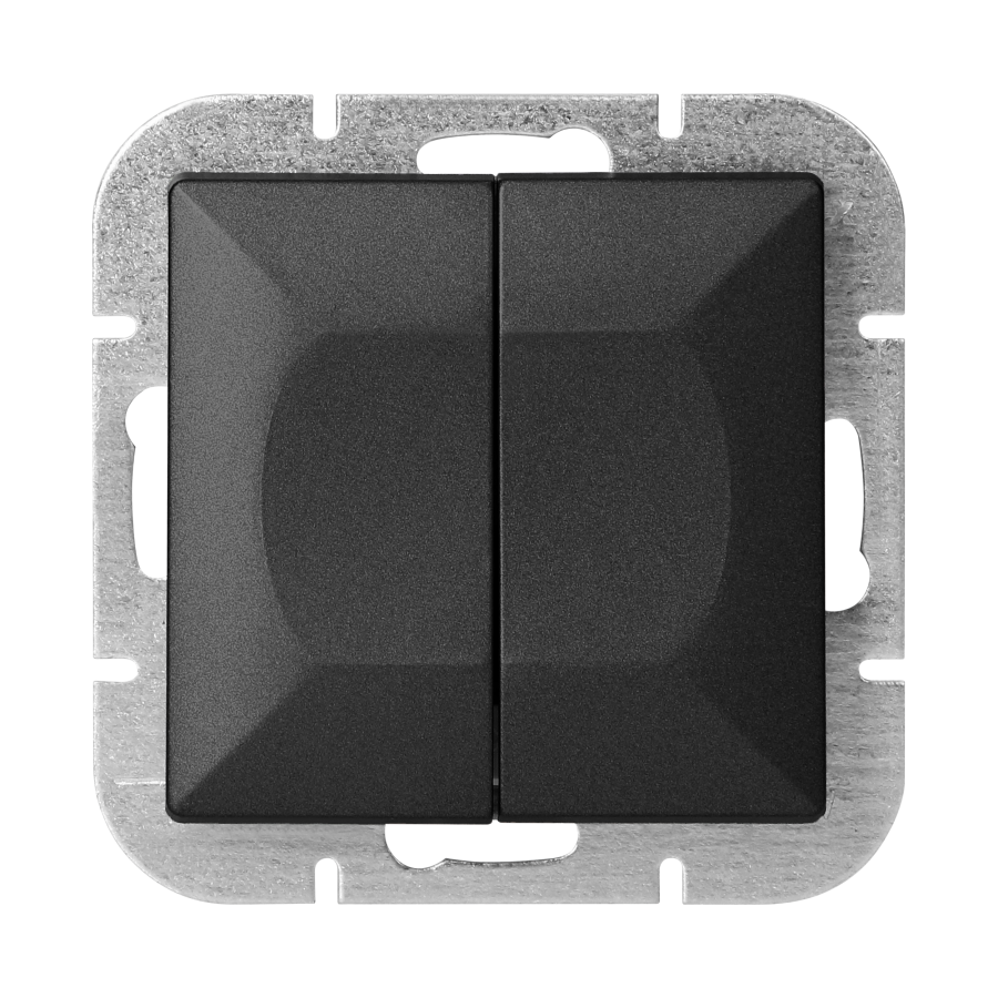Flush-mounted two-button switch with illumination Pearl, 10A, 250V, WP-2P/S, black